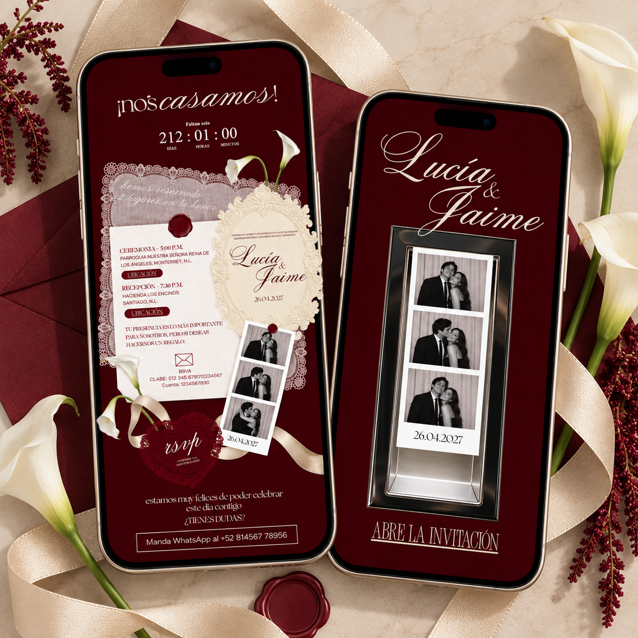 Plantilla de invitación de boda Romantic Photobooth